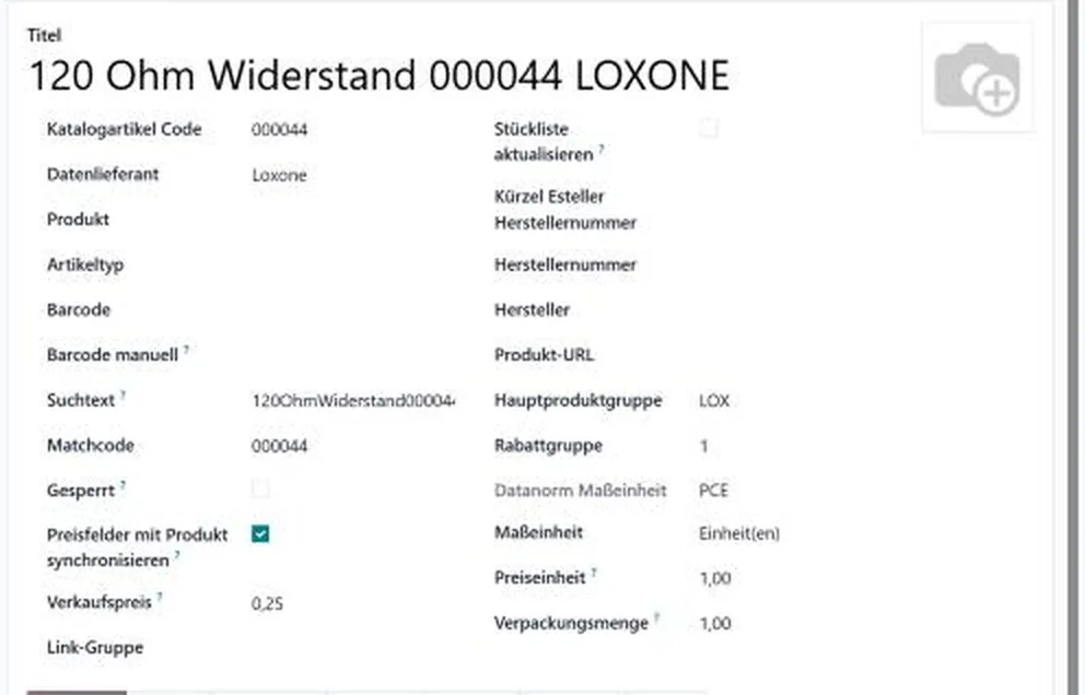 Katalogartikel mit Lieferantennummer, Preis und Rabattgruppe