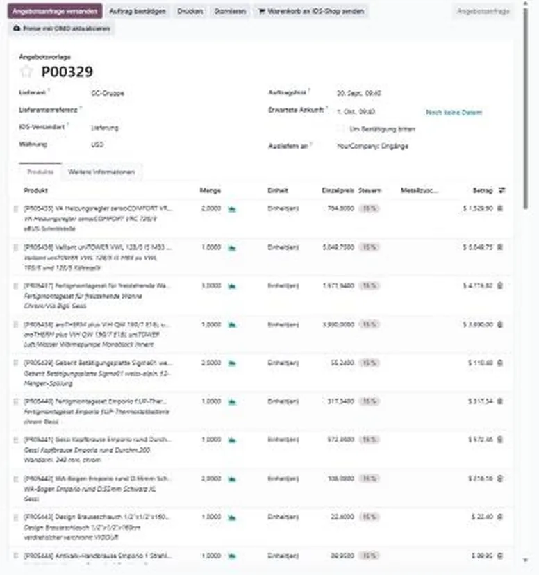 Katalog, IDS-Warenkorb und Open Masterdata direkt in der Bestellung