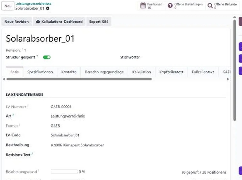 GAEB-Leistungsverzeichnis: Format, Positionen, Export X84