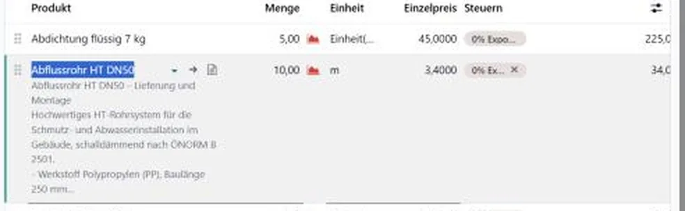 Positionsbeschreibung im Rich-Text-Editor